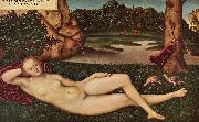 Lucas  Cranach Ruhende Quellnymphe oil on canvas